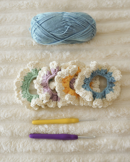 Pastel Flower Scrunchie